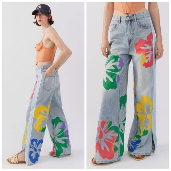 New Urban Outfitters BDG 90s Skater Baggy Jeans Denim Race Track Stripe 26 - Picture 7 of 13